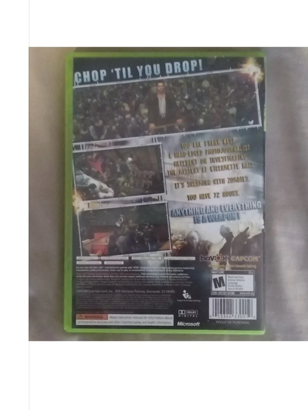 DEADRISING XBOX 360 Video Game 2006 Y2K Capcom/Microsoft PLAYS FINE M For Mature